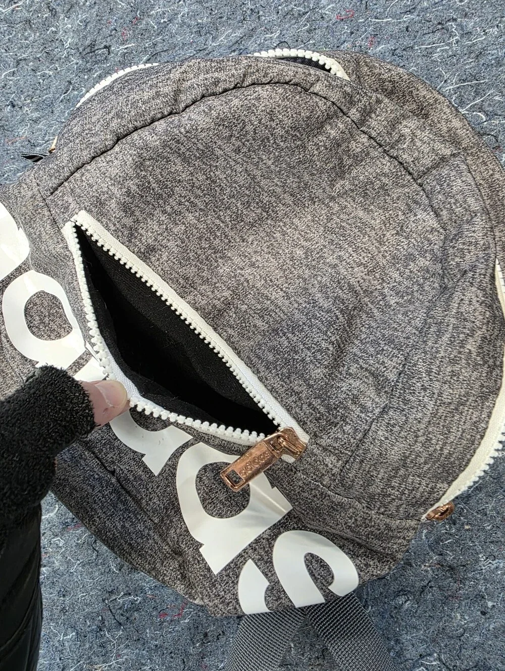 Addidas Mini Backpack Heather Gray With Golden Amber Pulls - Picture 8 of 11